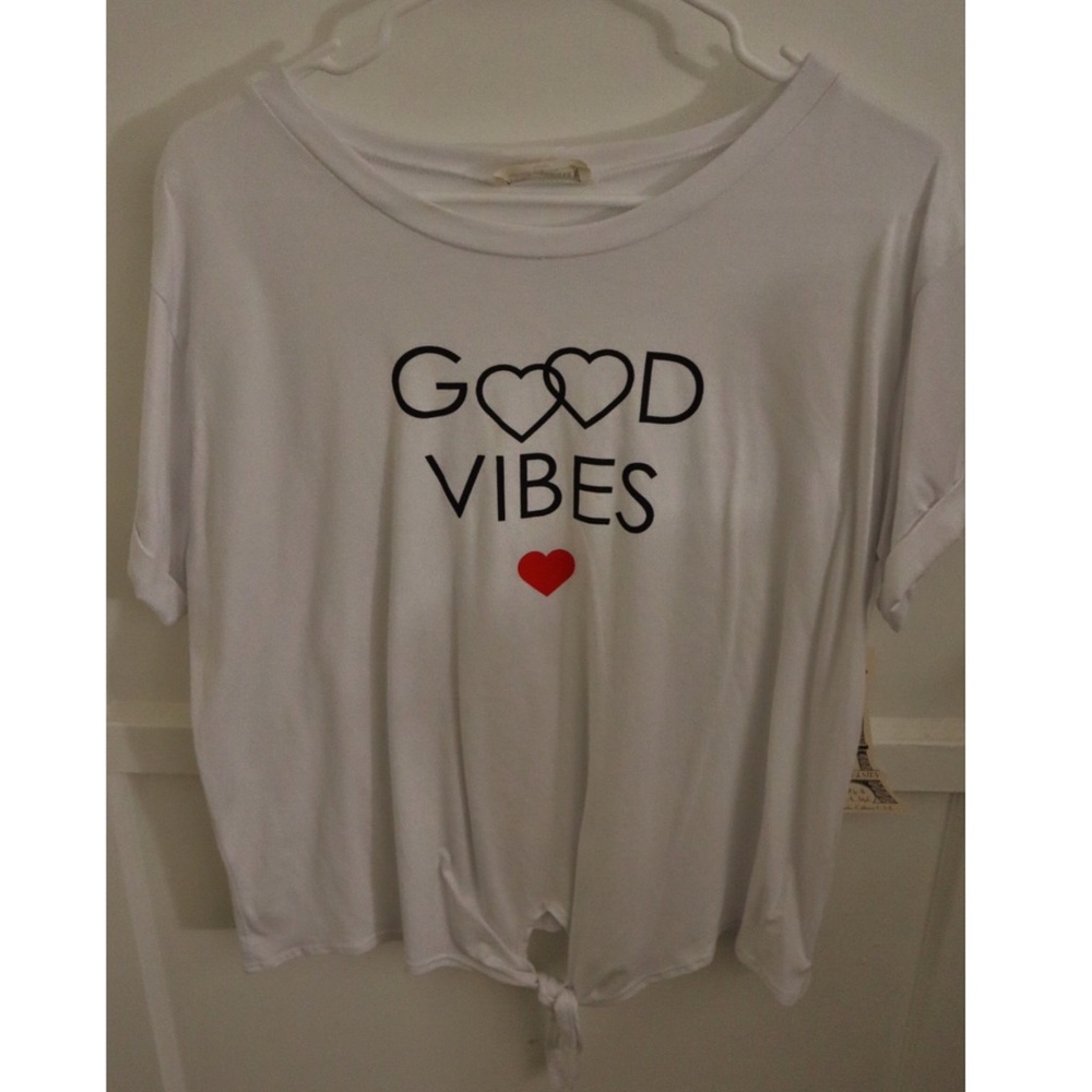 White Graphic Shirt with Front Tie